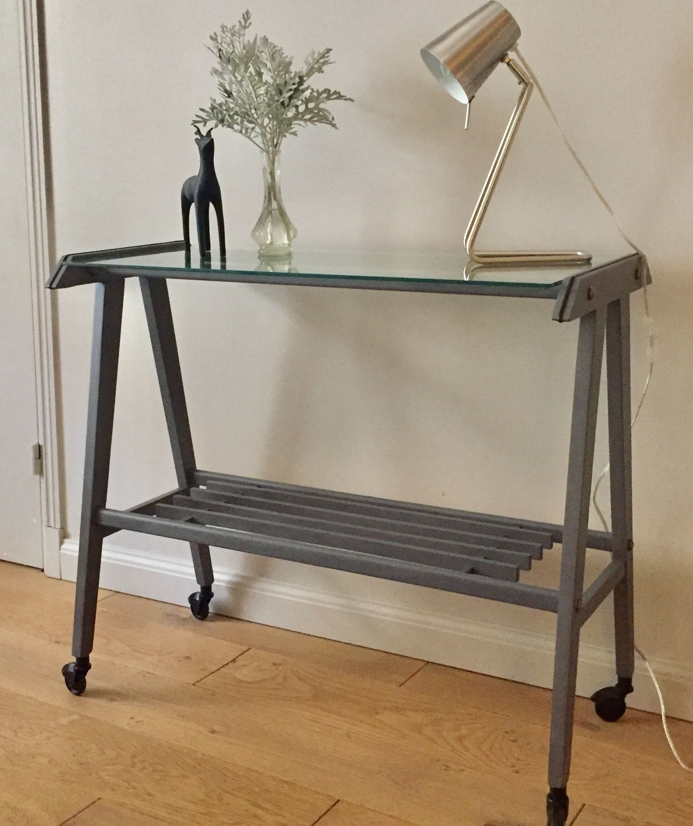 Vintage console with wheels