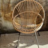 Wicker shell armchair