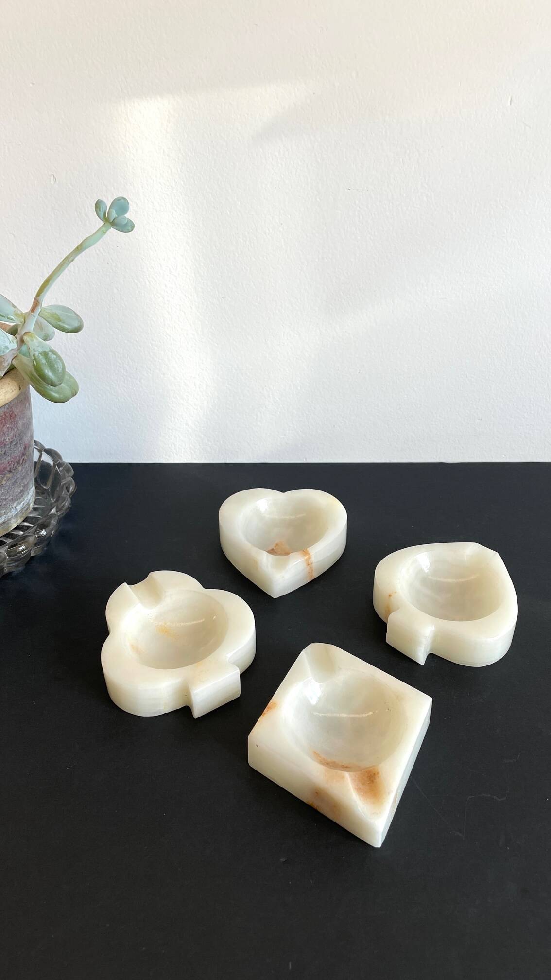 Vintage playing cards onyx ashtrays