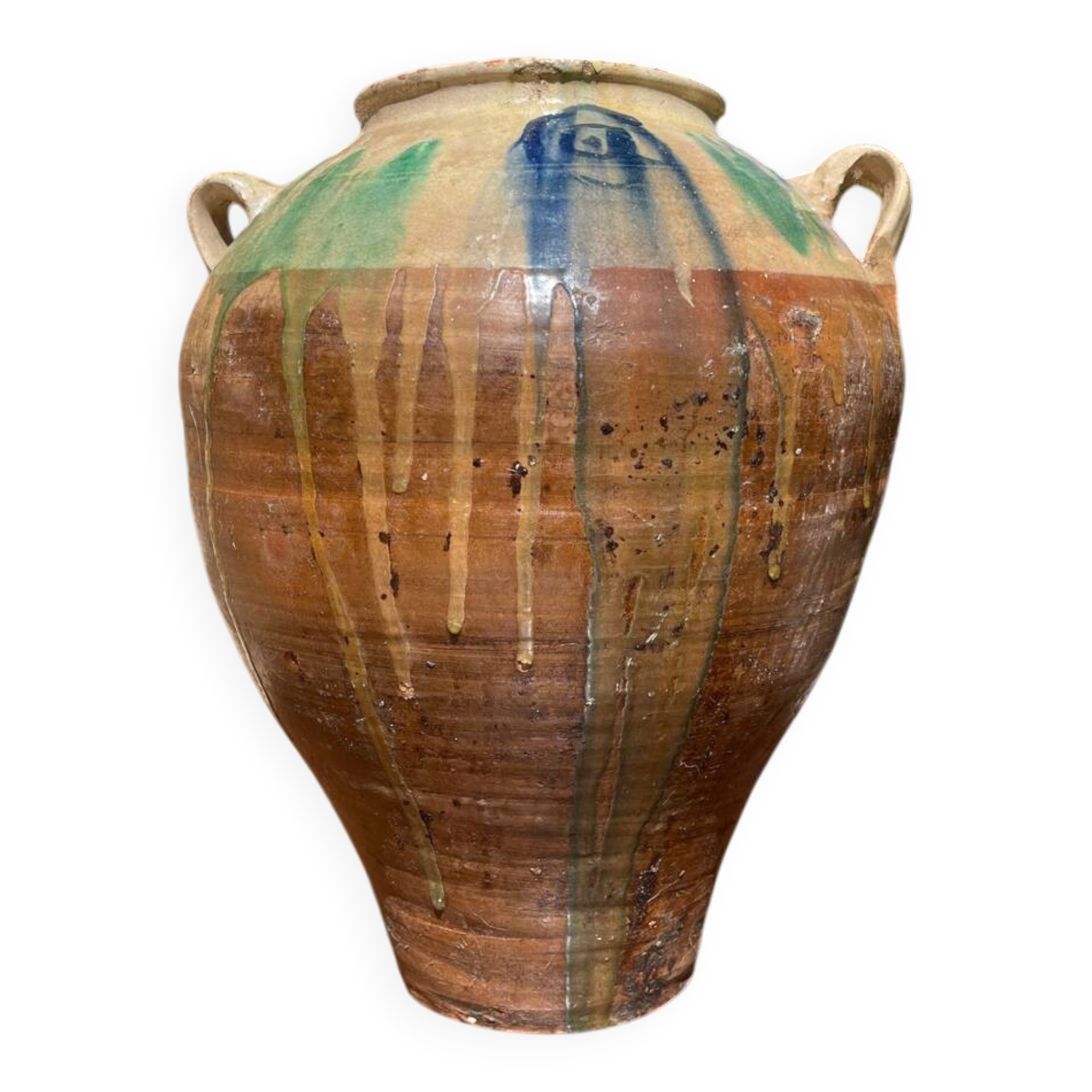 Ancient terracotta pottery jar from the 1920s.