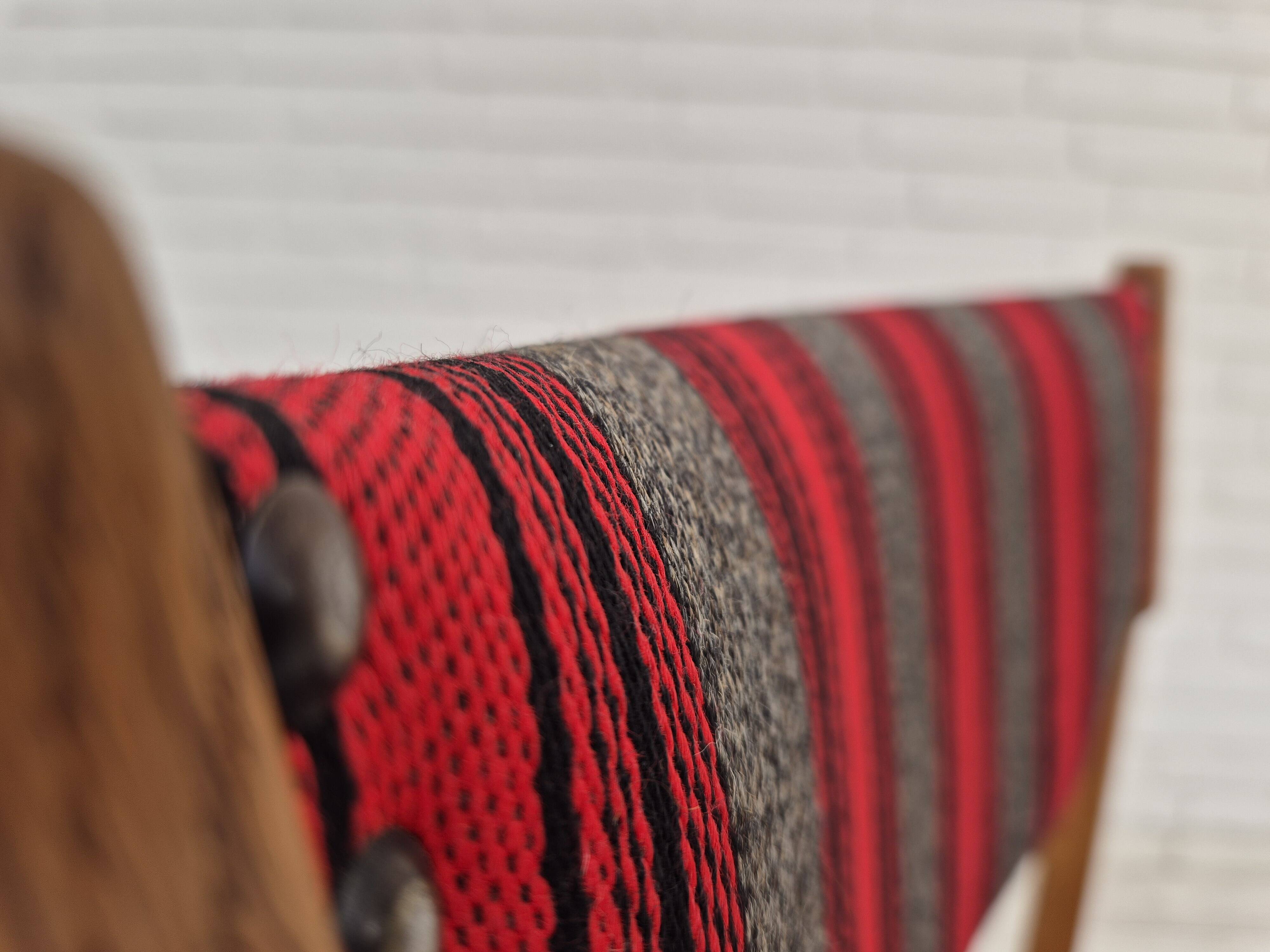 1970s, Danish set of 4 dining chairs, original condition, oak, wool.