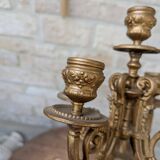 Pair of metal candelabra candle holders with 5 branches, 41cm