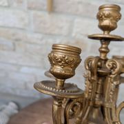 Pair of metal candelabra candle holders with 5 branches, 41cm