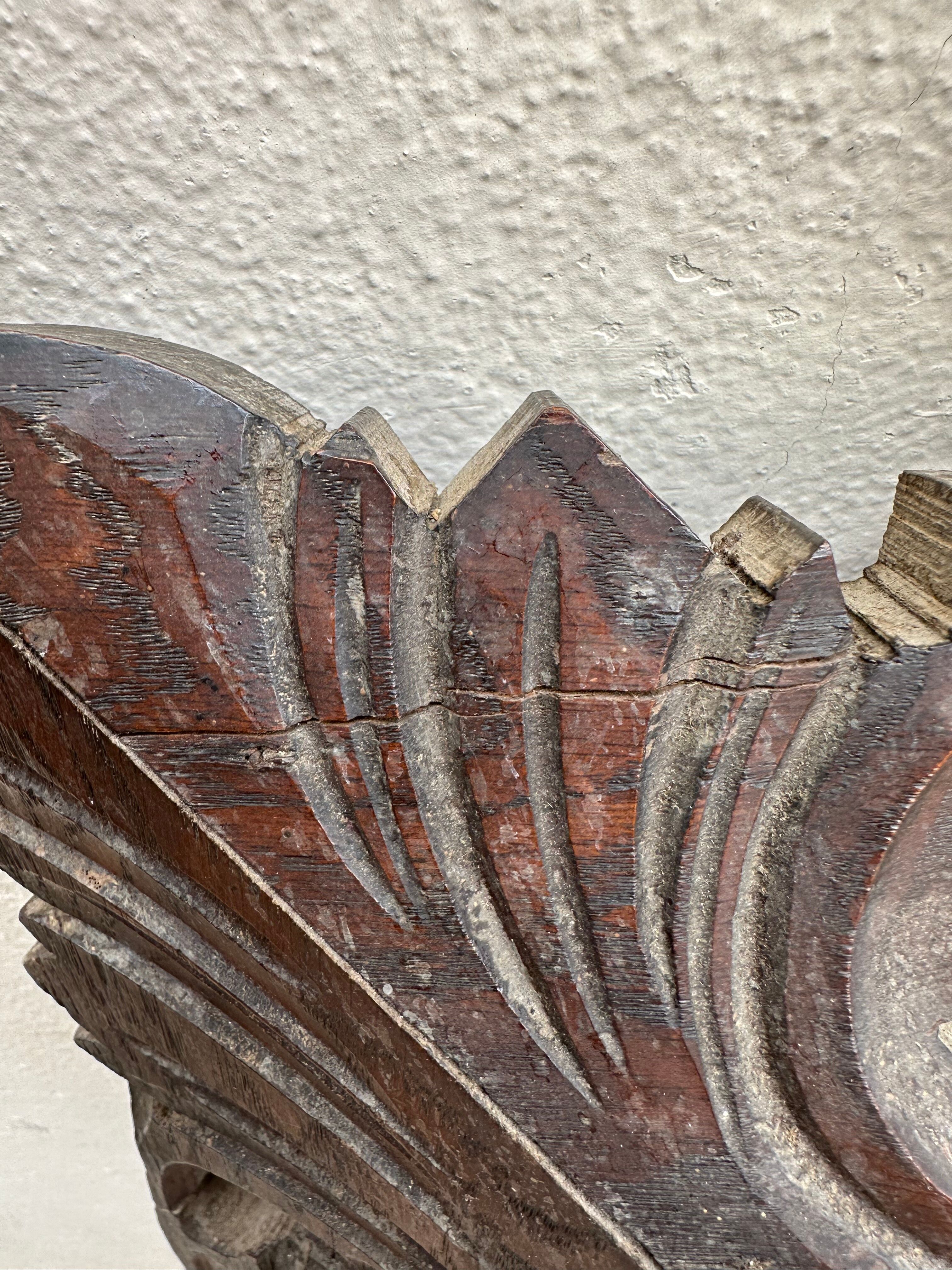 Carved wooden mirror - beveled ice - early twentieth century