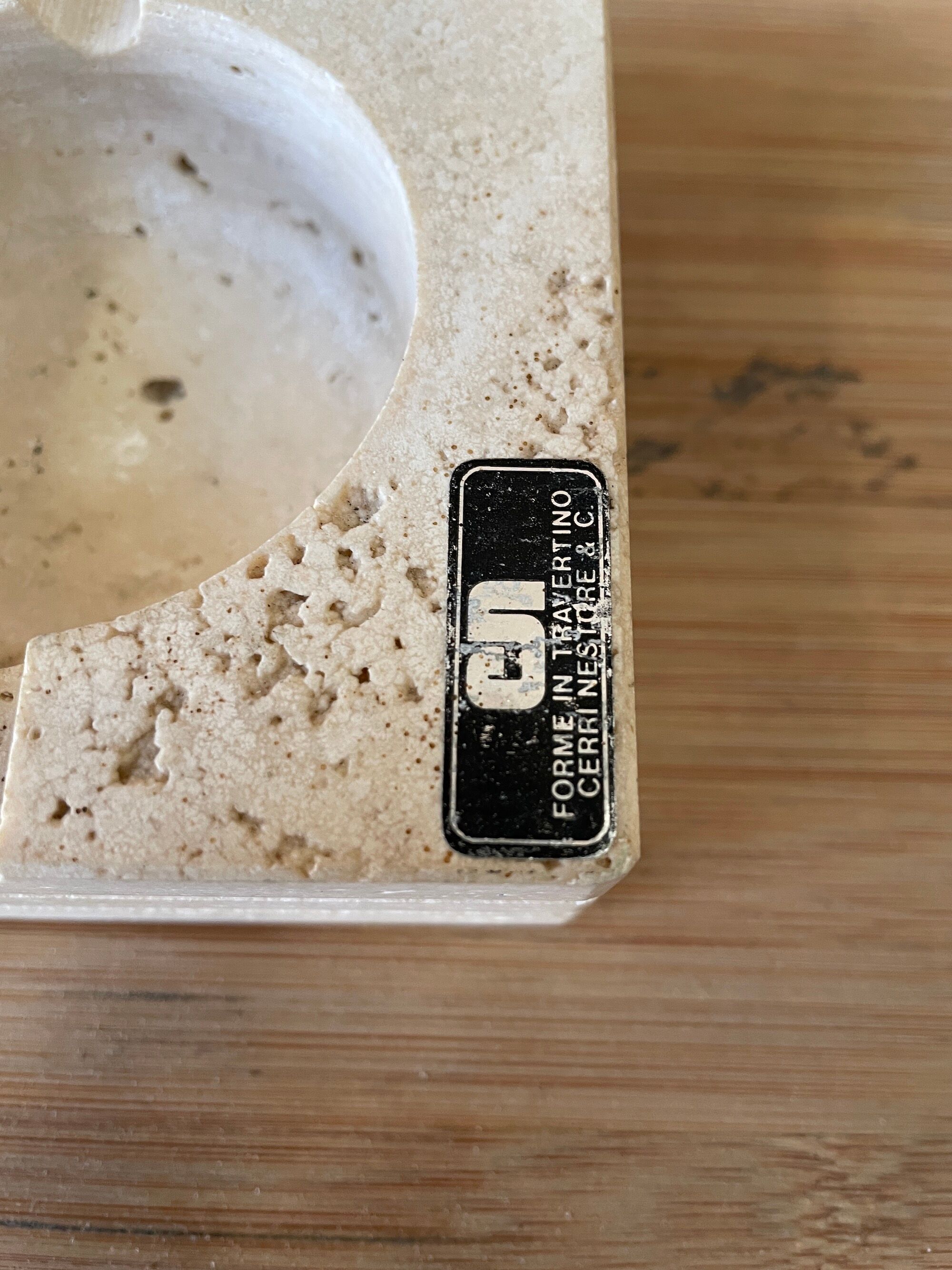 Travertine ashtray by Cerri Nestore
