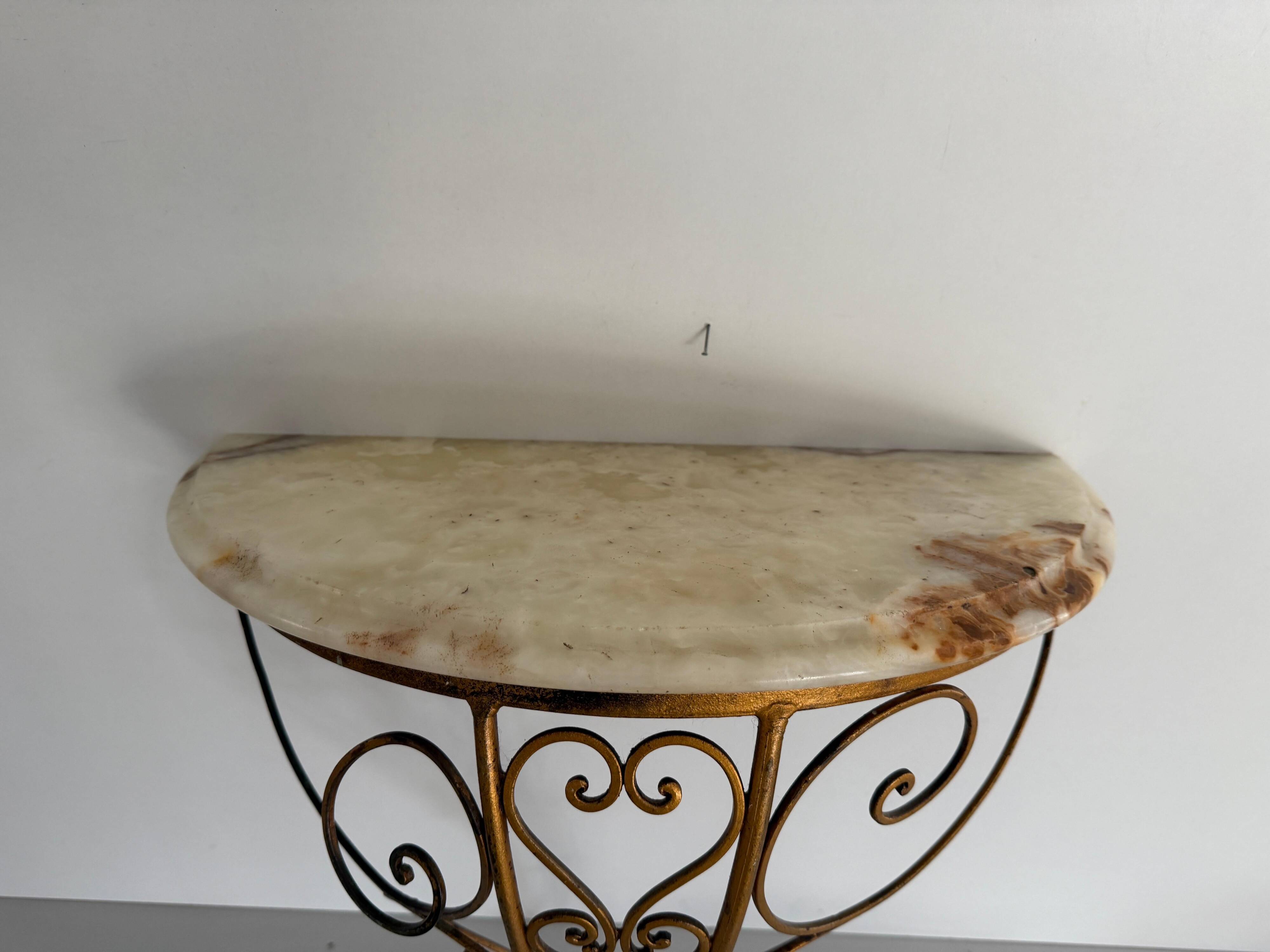 Mid-century floating wall console in wrought iron, 1950, Italy