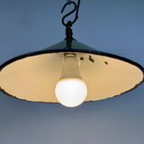 Industrial British Green Enamel Factory Pendant Lamp, 1950s