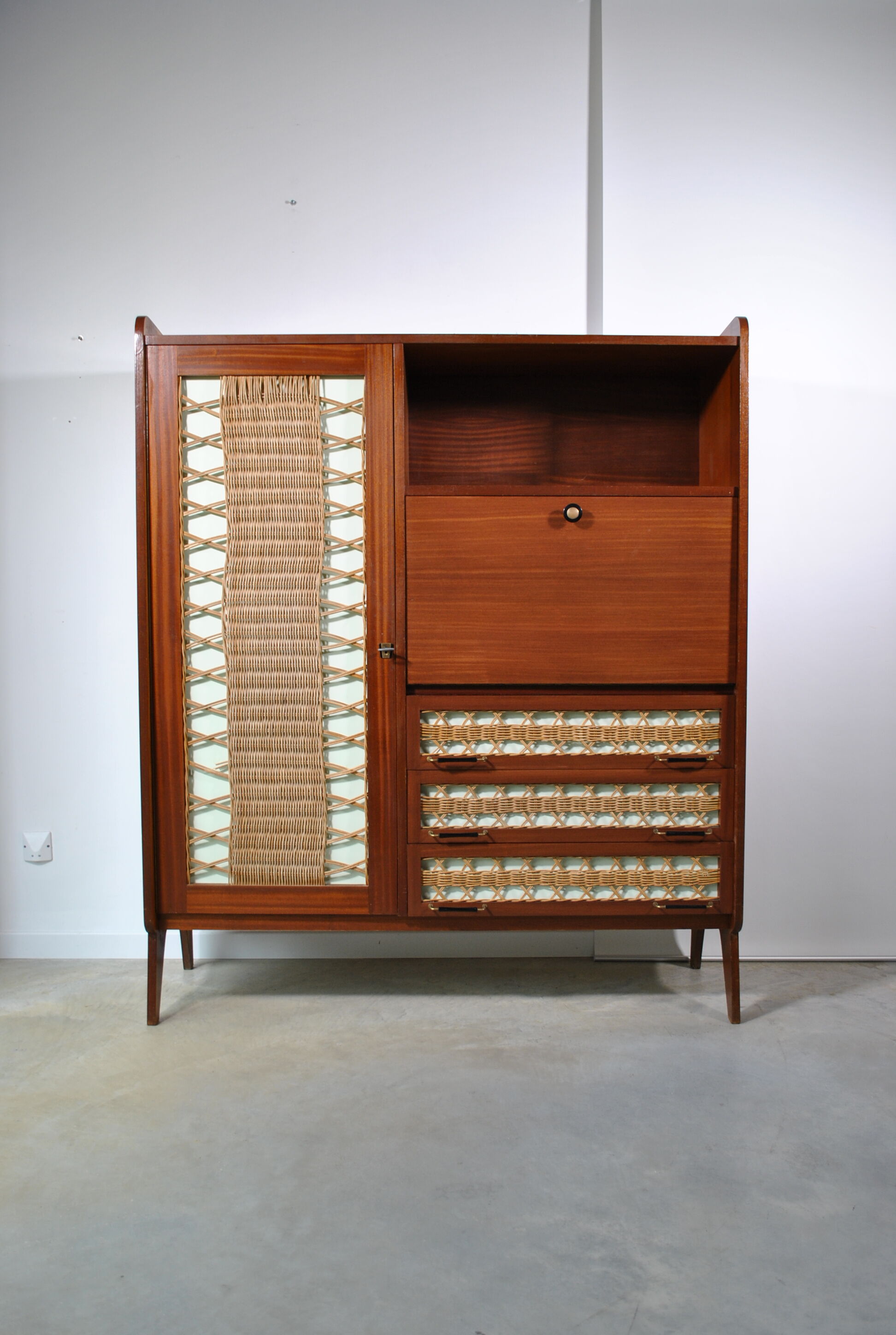 Rattan secretary cabinet 1960