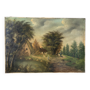 Paysage champêtre, fin - toile