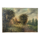 Paysage champêtre, fin XIXème, huile sur toile signée