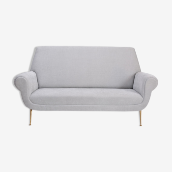 Reupholstered Grey Italian Mid-Century Modern sofa by Gigi Radice for Minotti