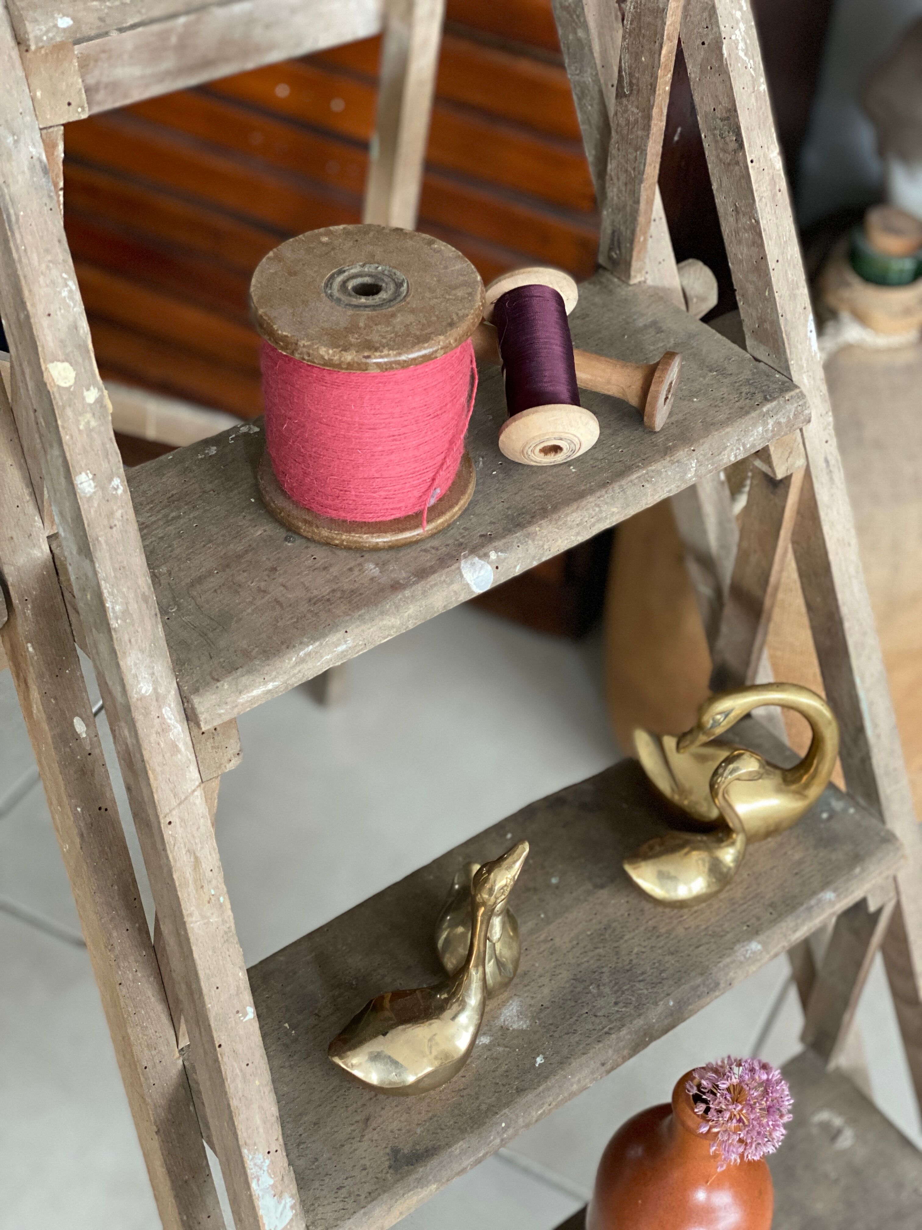 Vintage wood stepladder