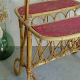 60s rattan magazine holders with trays