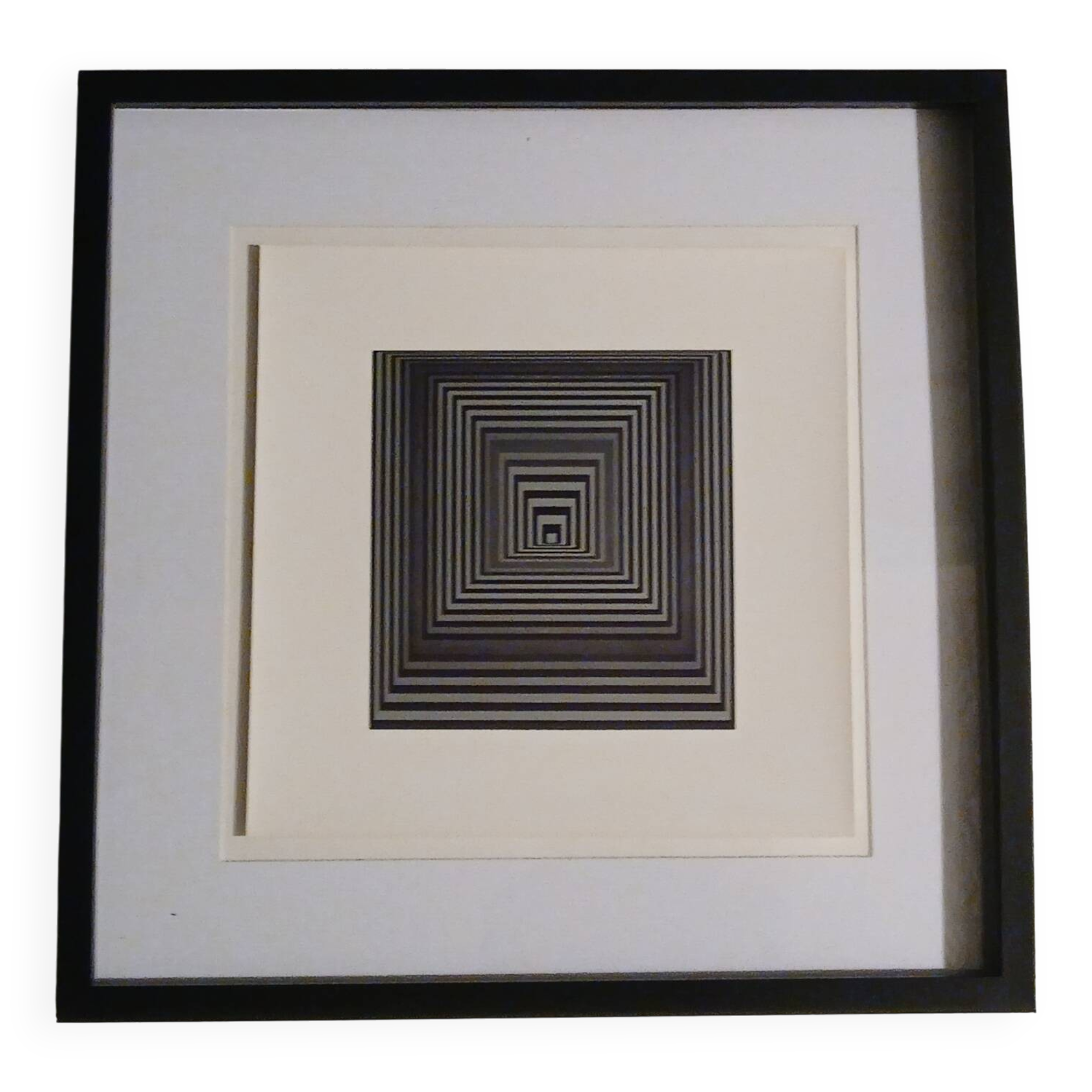 Tableau Vintage Art Optique - Victor Vasarely - Frame 40x40cm