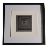 Tableau Vintage Art Optique - Victor Vasarely - Frame 40x40cm
