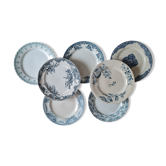 Set of 7 mismatched plates in iron earth