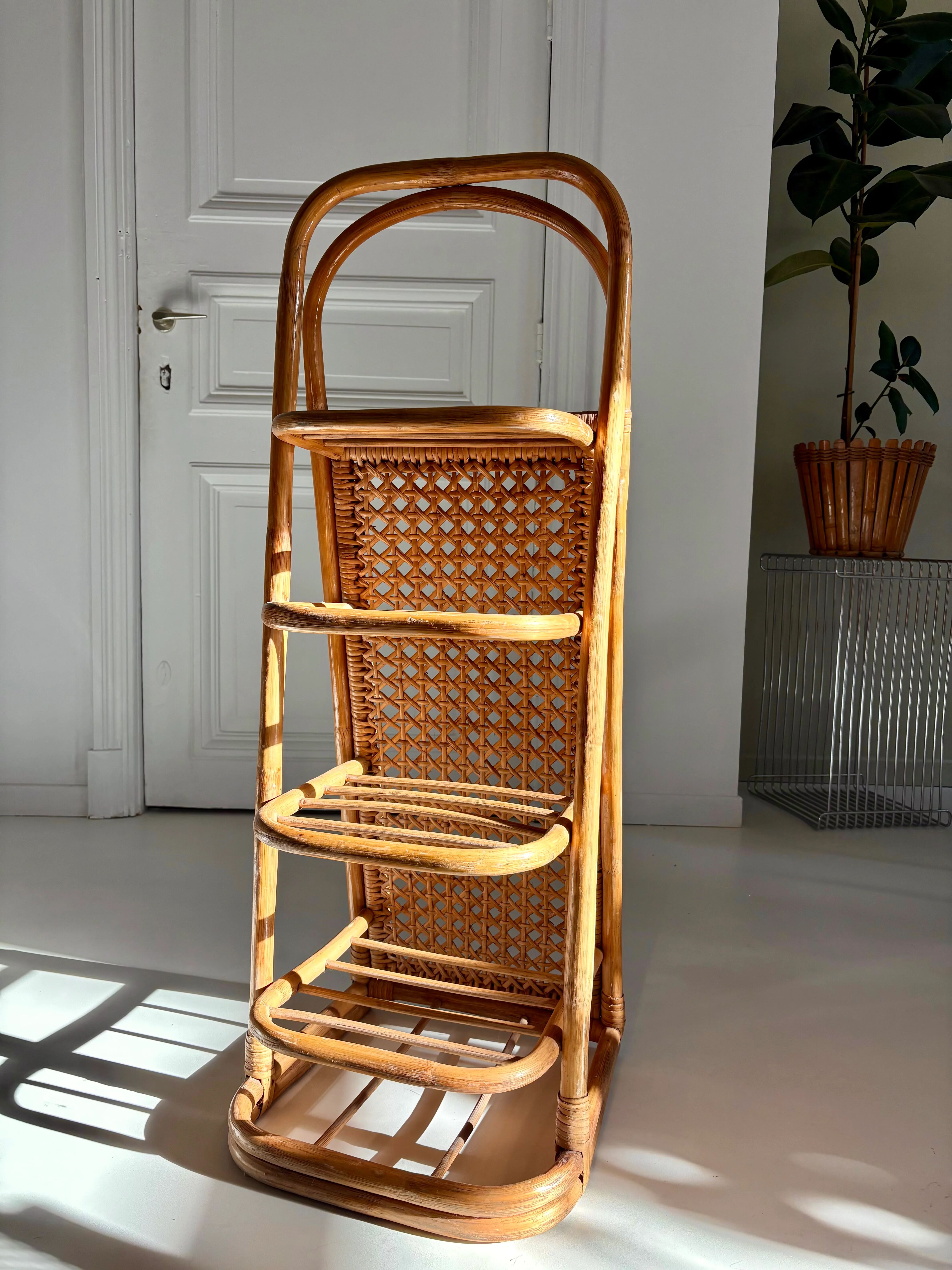 Vintage rattan and cane shelf – 1970s