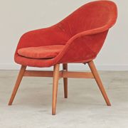 Fauteuil Shell restauré velours par Miroslav Navratil pour Vertex