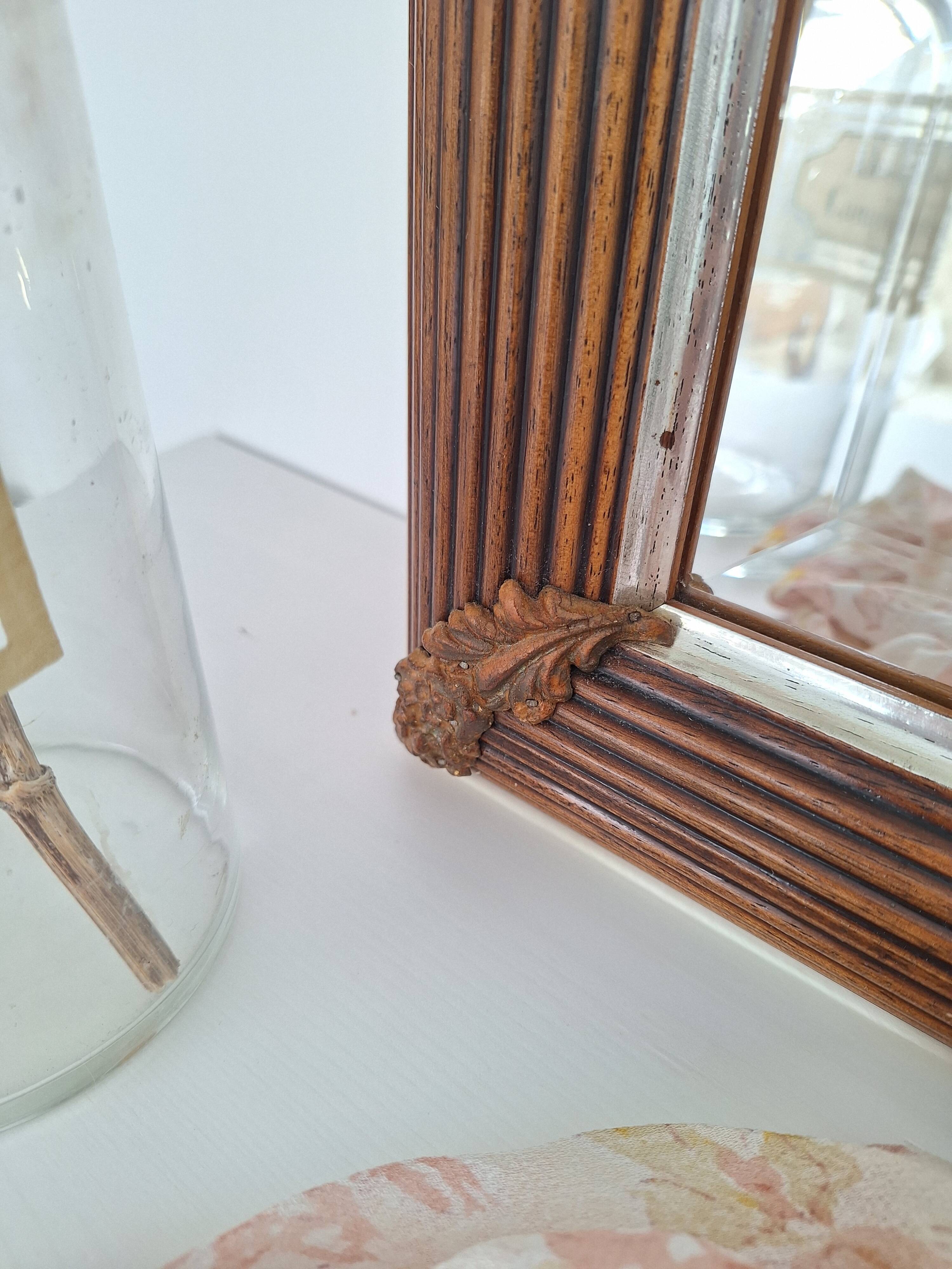 Miroir rectangle doré et bois