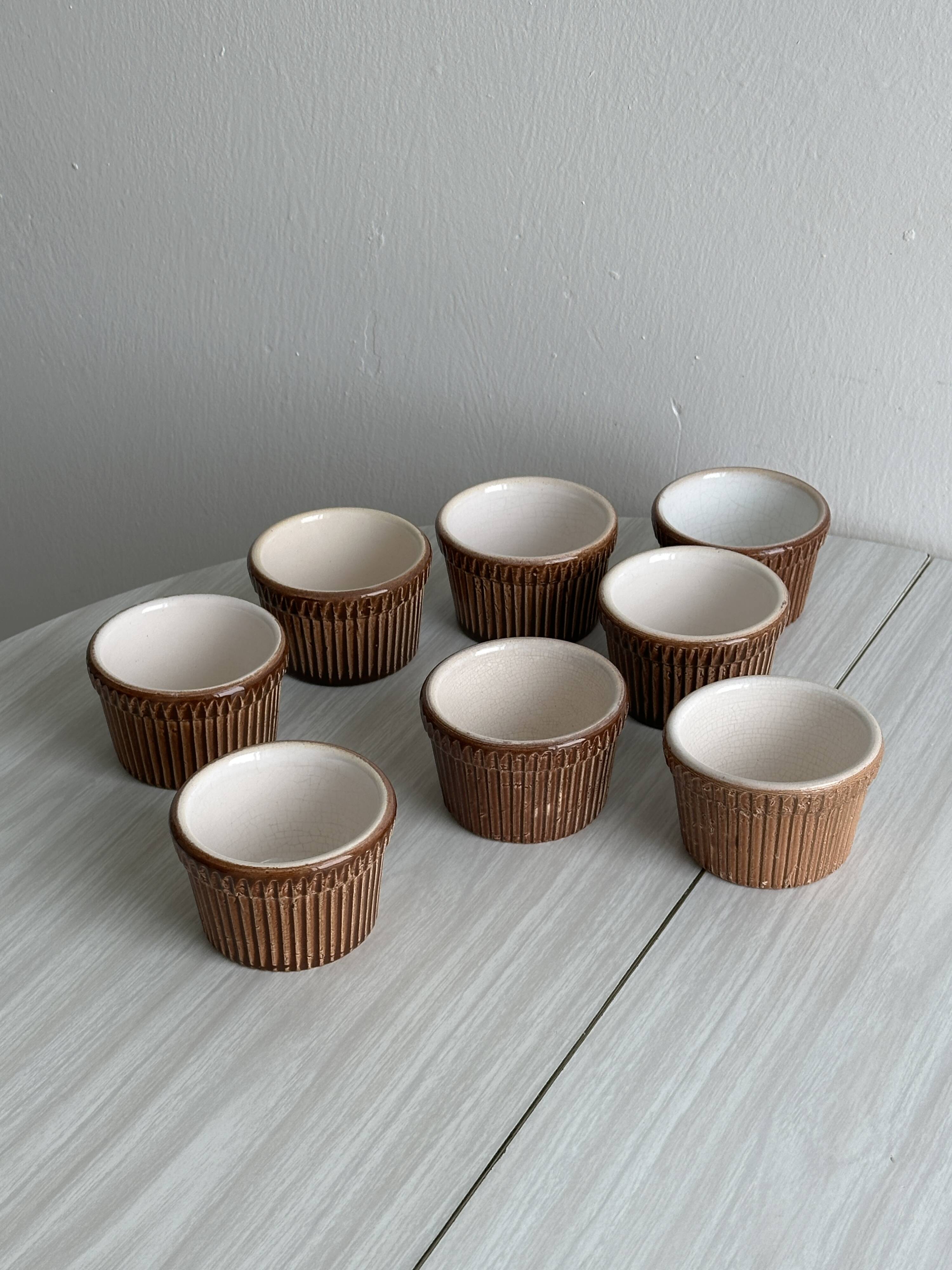 8 ramekins in old Belgian ceramic