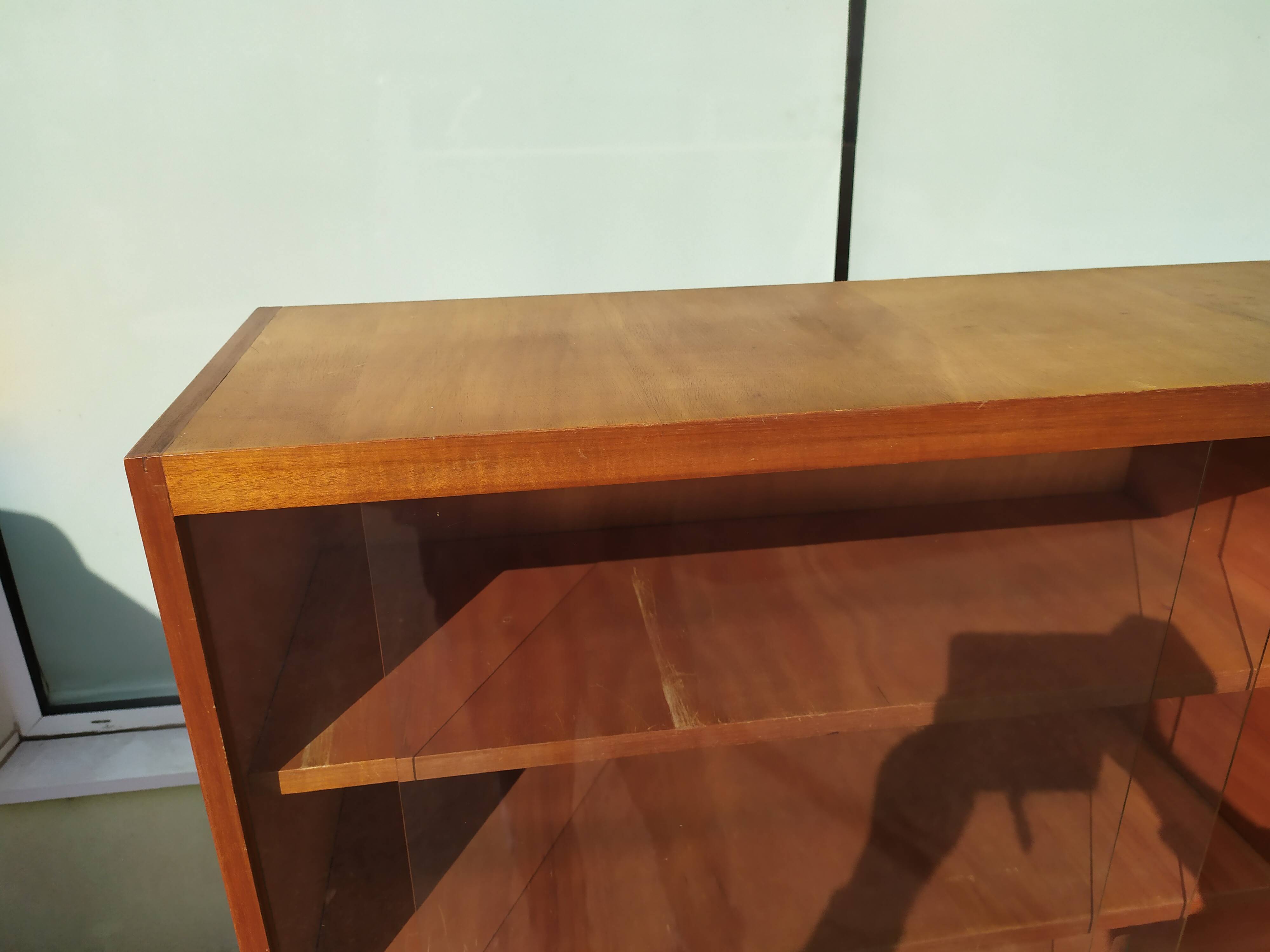 Vintage glass bookcase - Wood