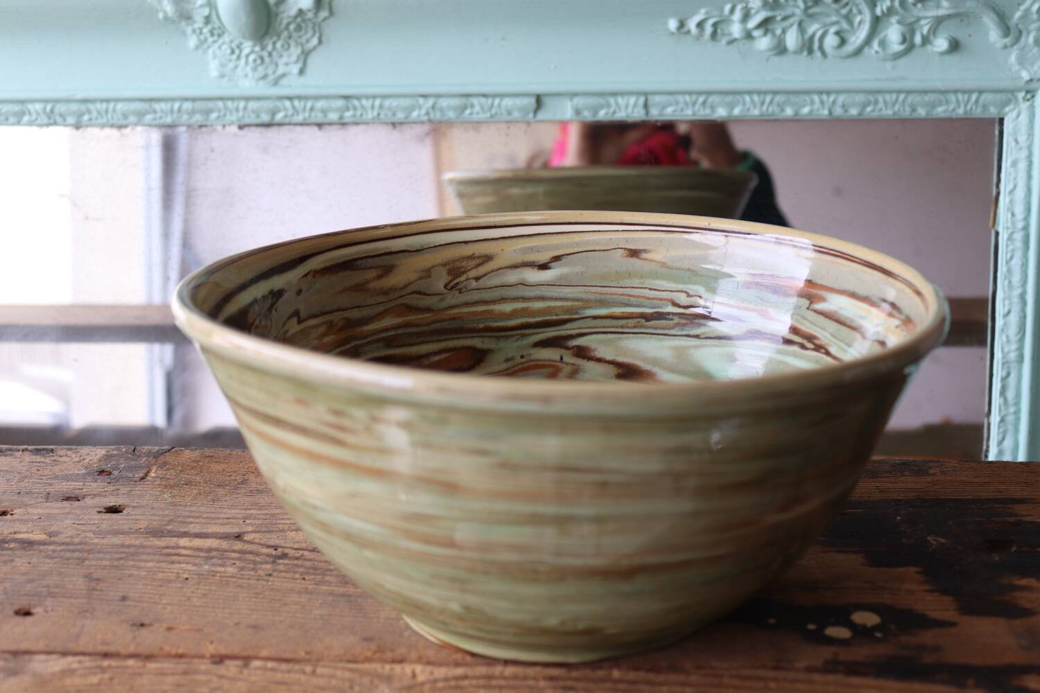 Mixed clay salad bowl signed Girod