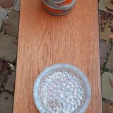 Vintage service year 50 perforated sheet metal and solid oak