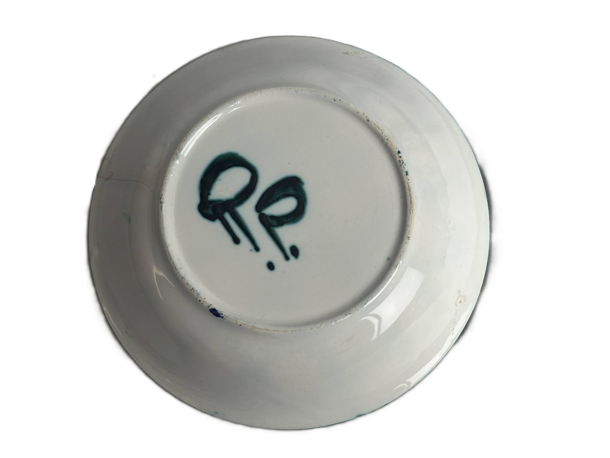 Picault, polychrome earthenware plate with geometric decoration from the 20th century.