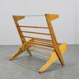 1960s Oak Book Stand Shelf / Rack by ULUV, Czechoslovakia