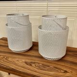 Set of 2 large metal candle holders in scandinavian design.