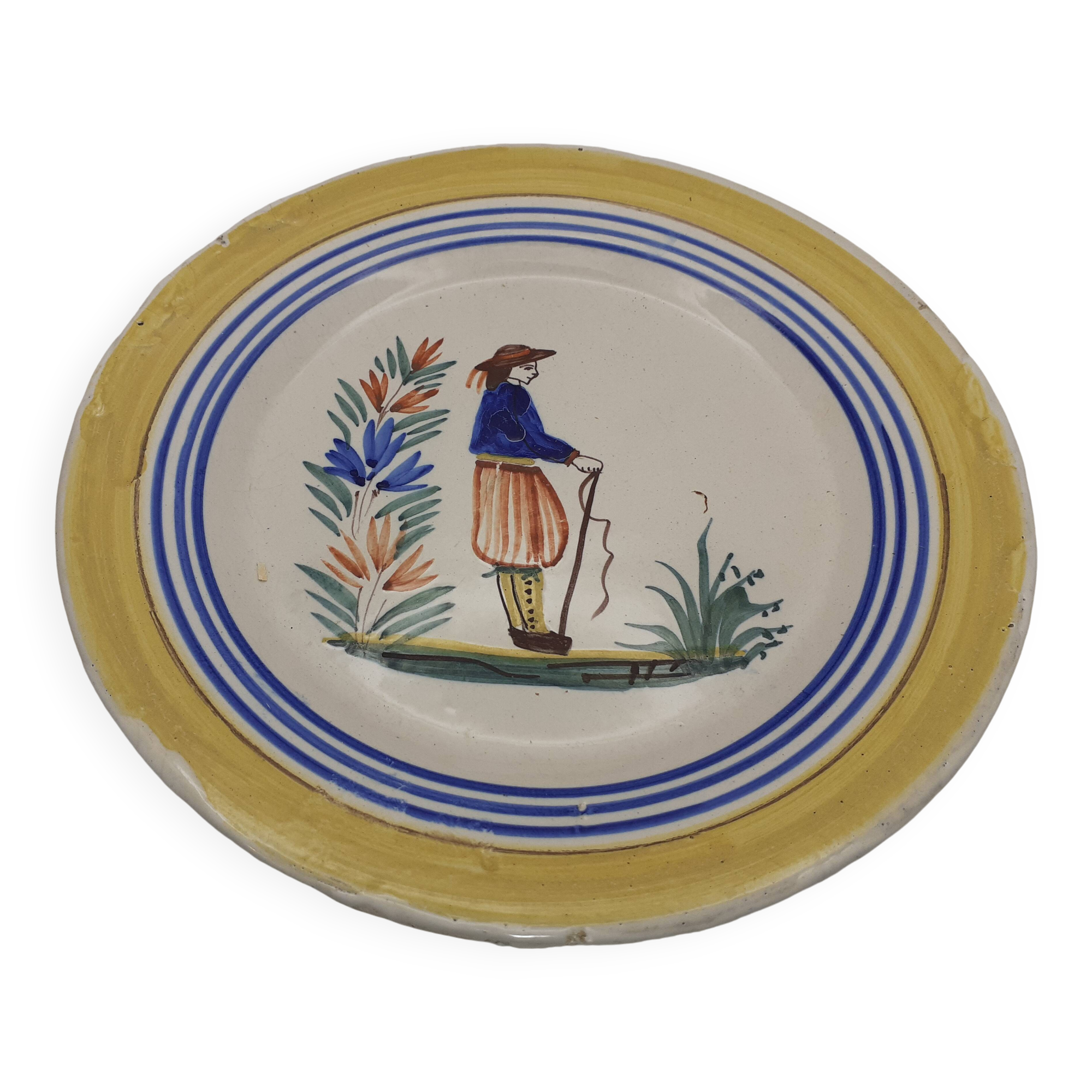 Old henriot quimper plate / breton character