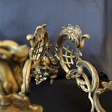 Pair of antique French Bronze Piano sconce, candleholders, signed L Pinet 102, rococo empire regency
