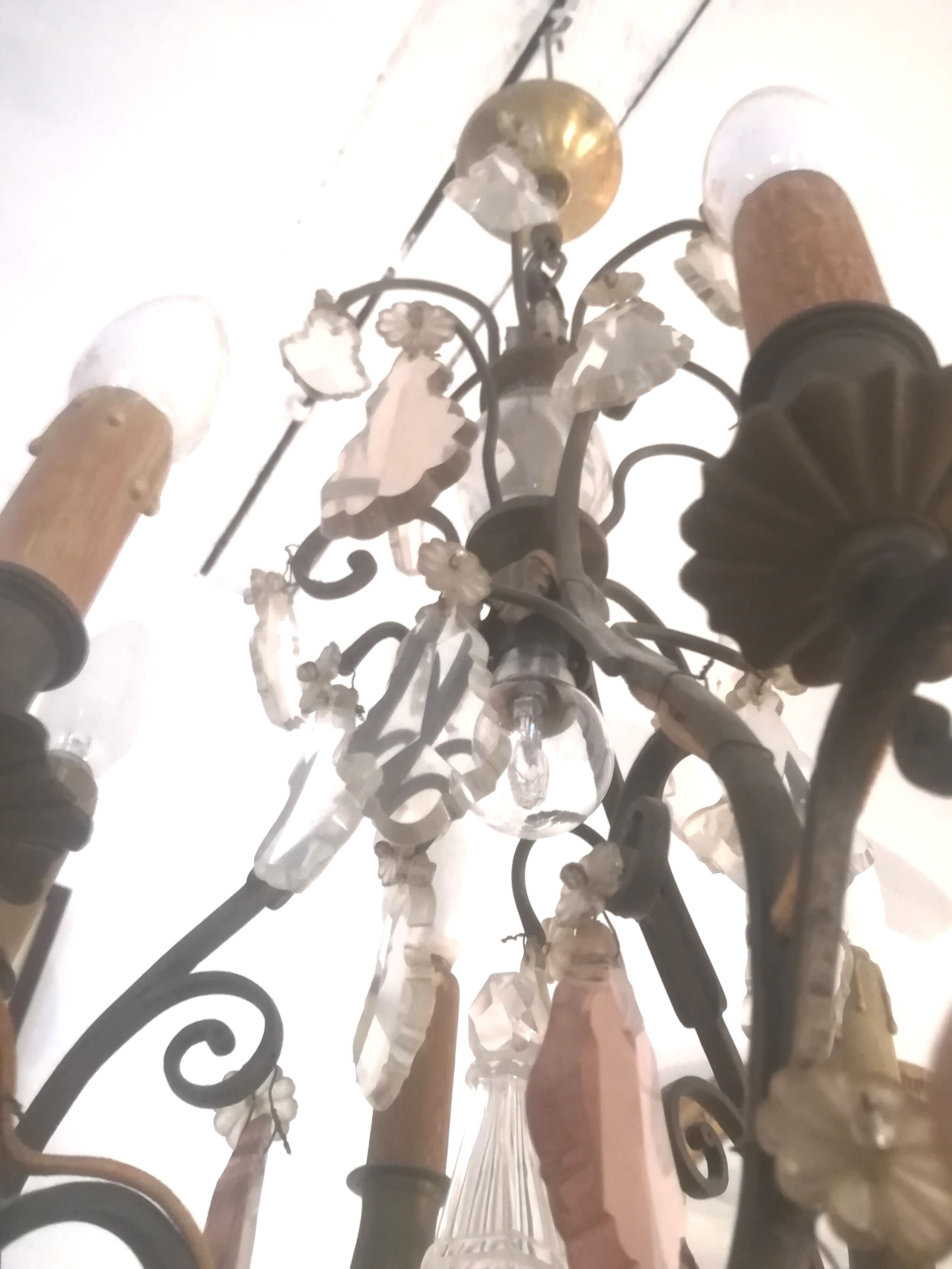 Lustre en bronze et pampilles bicolore