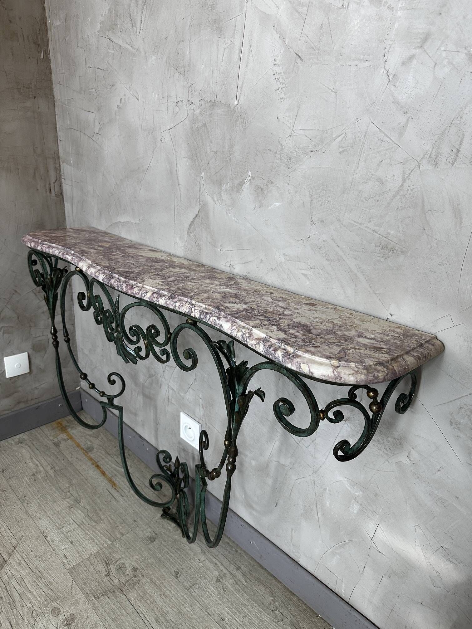 Console en fer forgé et marbre
