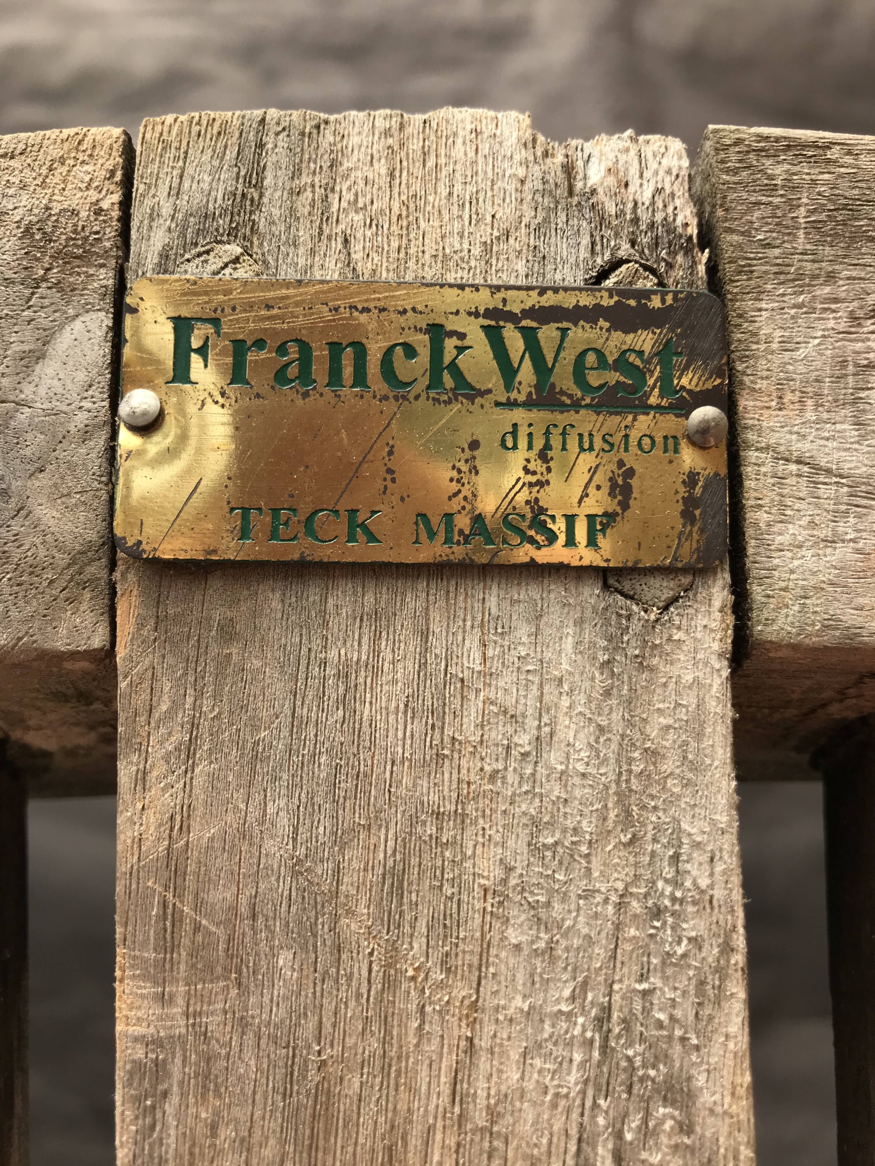 oval garden bench vintage solid teak "franck west" rare curved shape