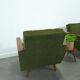 Fauteuil vert avec dossier en bois de teck