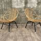 Pair of rattan and metal shell chairs, 1960