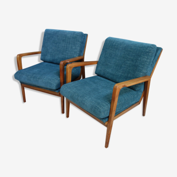 2 blue Knoll Antimot chairs 1960s