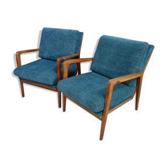2 blue Knoll Antimot chairs 1960s