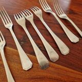 Christofle - Set of 9 America model table forks - Design Luc Lanel - in silver-plated metal