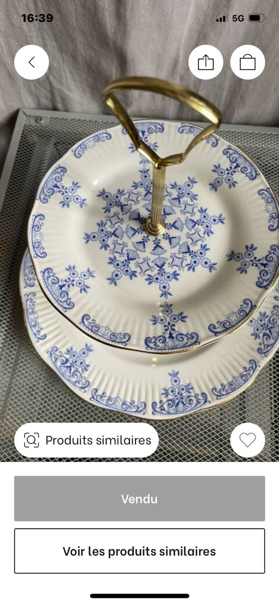 Serviteur en porcelaine anglais, deux étages vintage