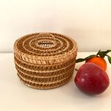Vintage basket box in woven rattan