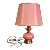 Neo-Victorian table lamp with pink opaline glass and brass – Vintage 1970s