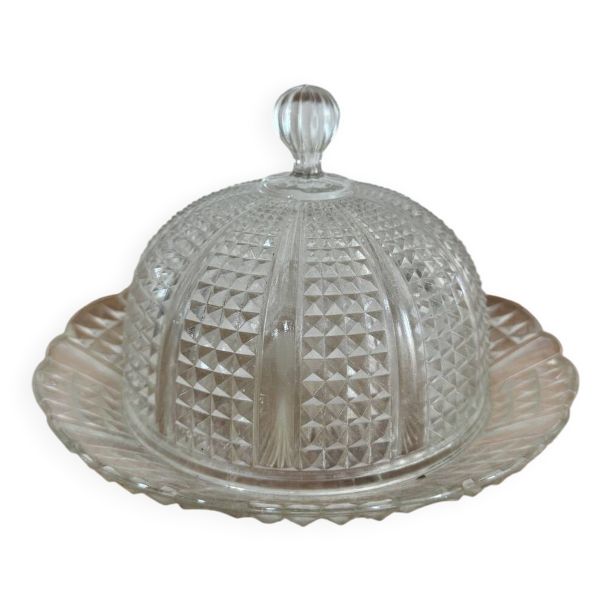 Vintage glass cloche and plate