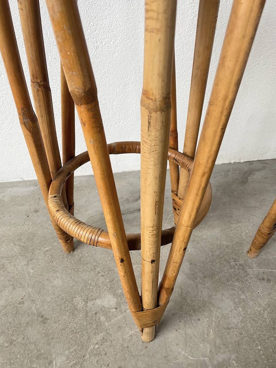 Pair of high rattan stools