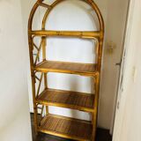 Vintage bamboo rattan shelf bookcase