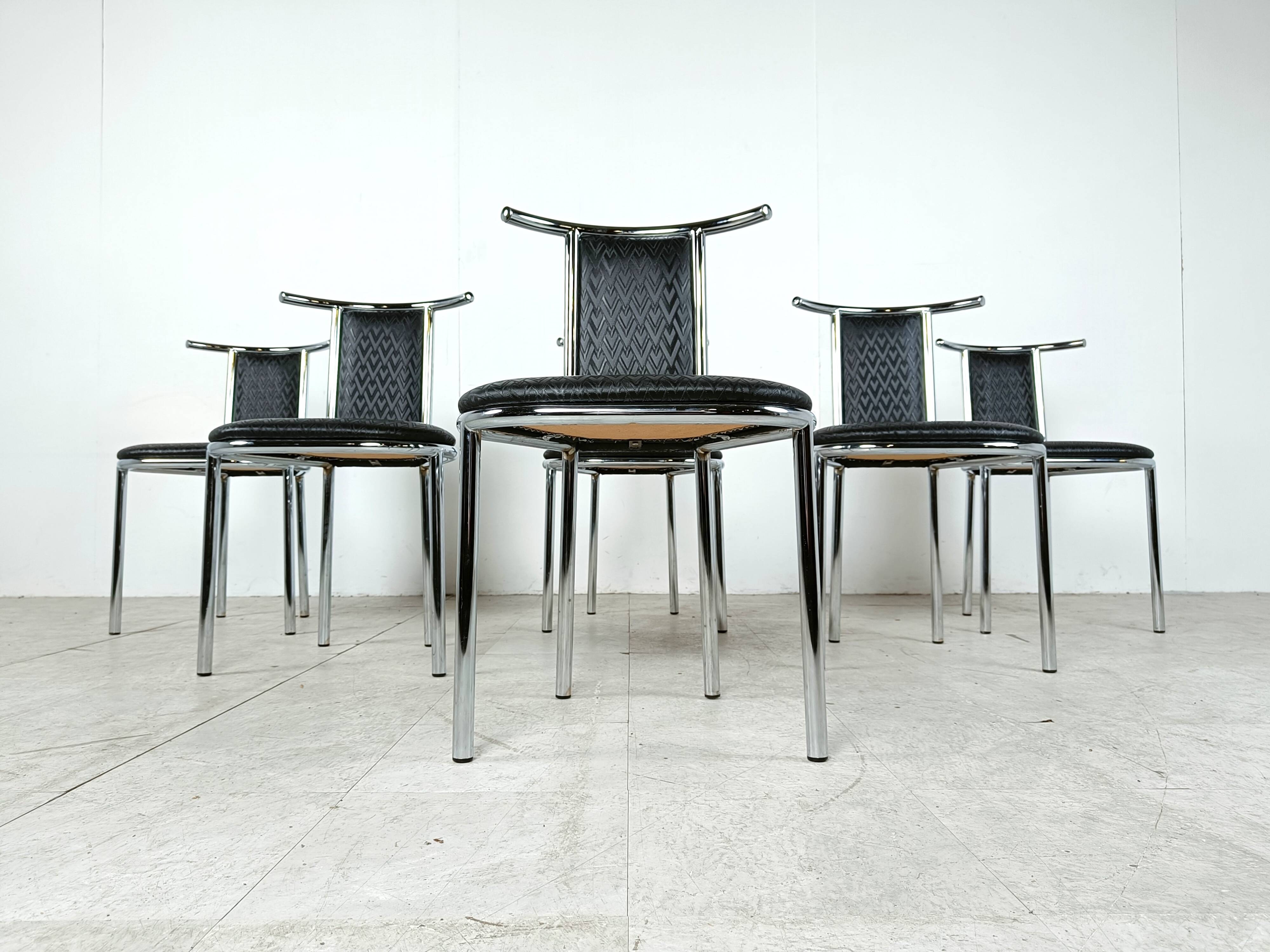Vintage chrome postmodern dining chairs, 1980s