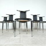 Chaises de salle à manger vintage postmodernes chromées, 1980