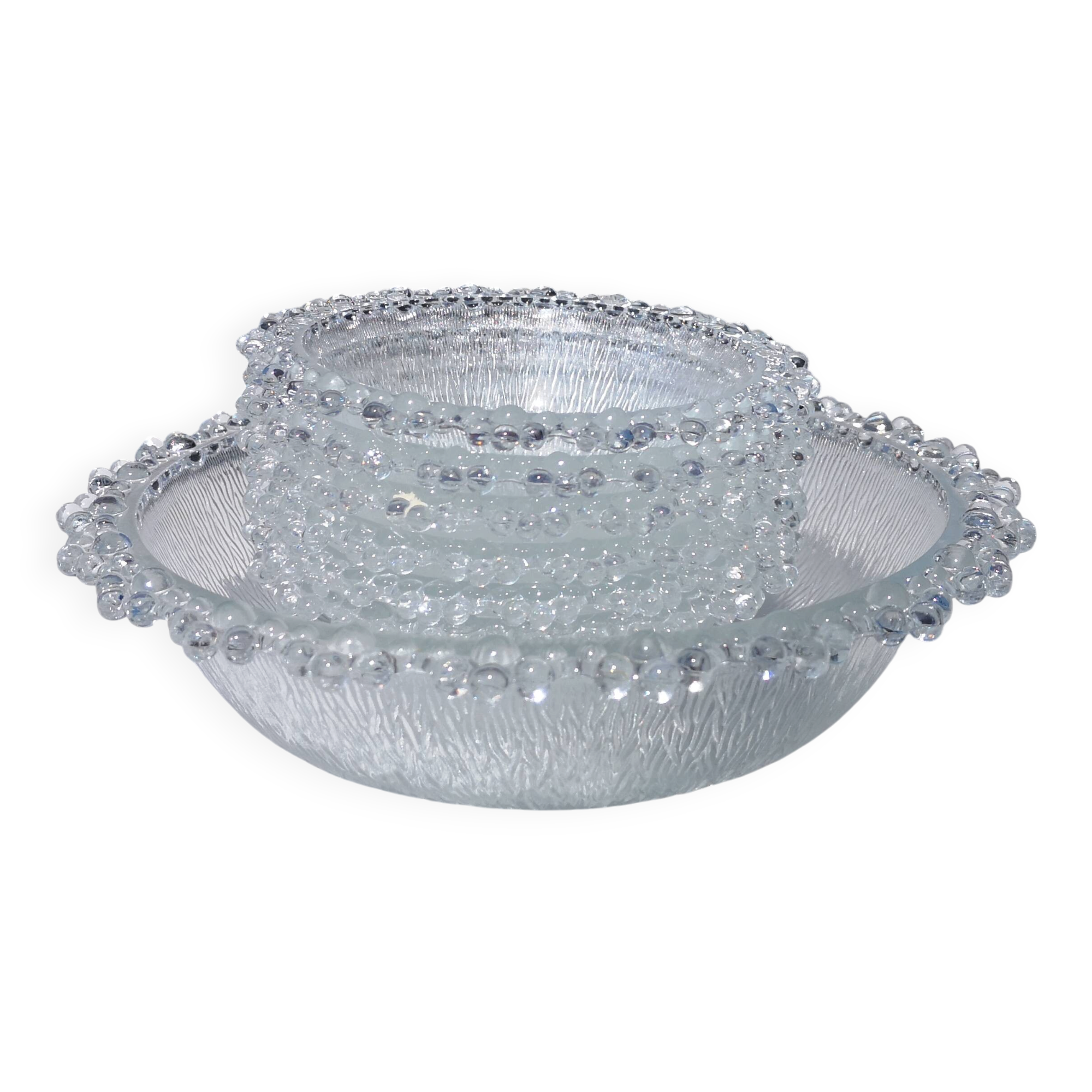 Service salad bowl textured glass masserini barocco italy vintage 1960