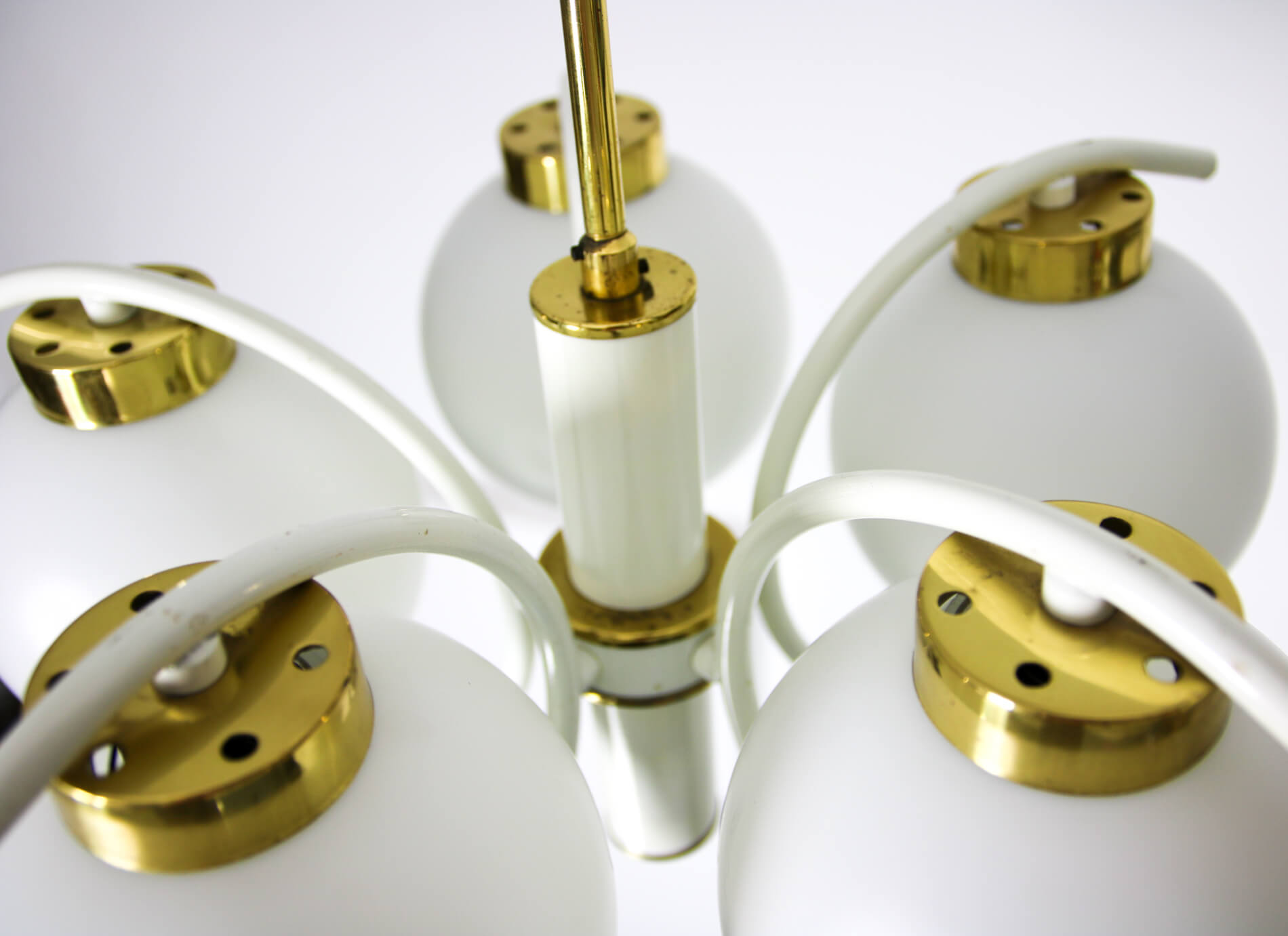 Lustre en laiton à 5 bras du milieu du siècle